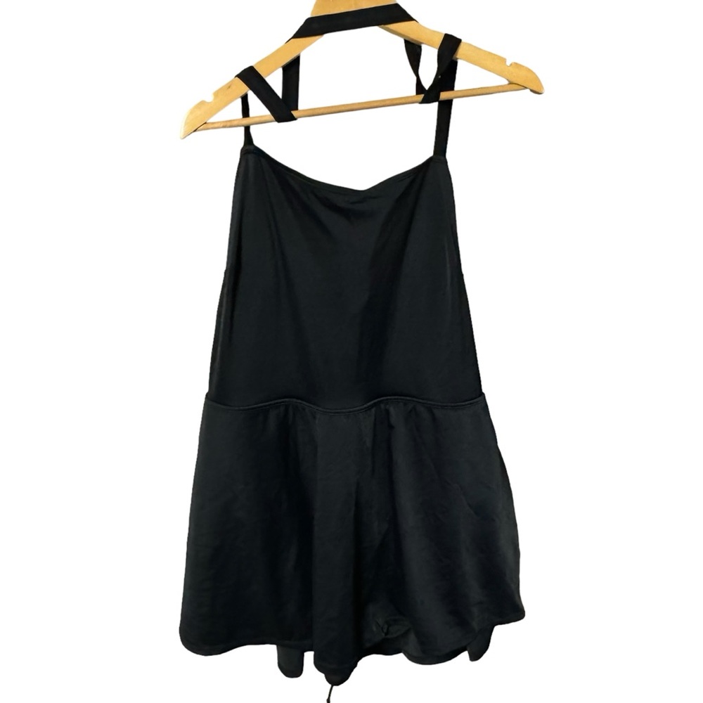 Sun Streak‎ womens plus black one piece swimsuit w/attached skirt size 24W